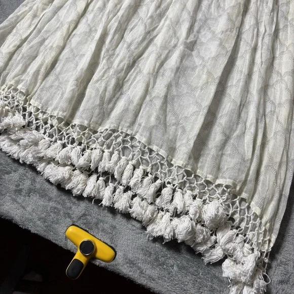 Roller Rabbit Lucknow Seraphina Beach Cover Up Small White Tassle Tunic - Picture 2 of 10